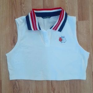 Shein Strawberry Cat Button Tennis Crop Top